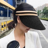 达芬奇密码夏季太阳帽 防晒帽女沙滩空顶大帽檐 黑色 均码