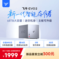 飞牛nas智能存储EVO 2双盘位N150家庭网络存储私有云主机手机扩容相册备份服务器硬盘 【银灰色】8G 128G系统盘（3.5/2.5英寸硬盘通用）