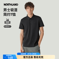 诺诗兰（NORTHLAND）【经典款】春夏户外男式速干短袖T恤吸湿排汗翻领Polo衫 纯黑色-06E男 XL (180)