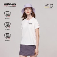诺诗兰(NORTHLAND)圆领短袖T恤情侣夏季新户外防晒舒适速干抑菌凉感NTSEH2324E 亮白色-女 165