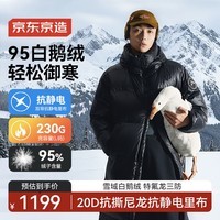 京东京造冬季黑金鹅绒服保暖抗寒三防户外运动羽绒服男长款外套 曜石黑XL
