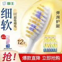 狮王（Lion）狮王细齿洁弹力护龈软毛牙刷 细毛软毛牙刷 呵护牙龈 细齿洁牙刷组合（弹力护龈*6+旋净双支*3）共 12支