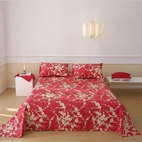 柳庭家纺 床单纯棉长绒棉60支 外贸全棉贡缎床单1.51.8米床 梅花 床单240*260cm