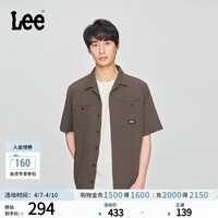 Lee舒适版翻领小Logo织标棕色男士短袖衬衫休闲潮流LMT009798207 棕色 XL