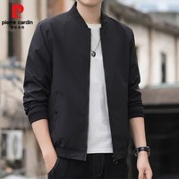 皮尔卡丹夹克外套男士2025春季新款休闲立领棒球服百搭潮流上衣男装 黑色 M