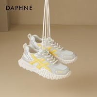 达芙妮网面德训鞋女款2026新款夏季休闲增高透气运动鞋户外阿甘鞋 米黄色 37
