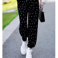 【显高显瘦】2026年春夏季新款宽松显瘦薄款散步裤 遮肉显瘦 黑色碎花束脚(有口袋) 均码 大码【建议120斤-160斤】
