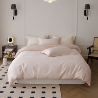 AIDLI 床上四件套纯棉100S新疆长绒棉纯色全棉双人套件 玫瑰木粉 1.5/1.8m床 床单款 (被套200*230cm)