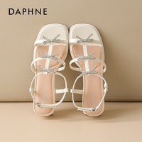 达芙妮罗马凉鞋女2026新款夏季时尚百搭优雅增高粗跟不累脚高跟鞋 米色 35