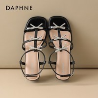 达芙妮罗马凉鞋女2026新款夏季时尚百搭优雅增高粗跟不累脚高跟鞋 黑色 37