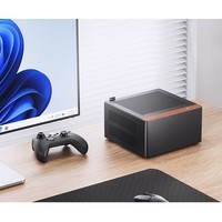 乔思伯（JONSBO）NV10 黑色 ITX迷你桌面机箱（3.3mm铝合金外壳/北美黑胡桃木/ITX版型/4.5L体积/PCIE4.0转接线）