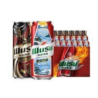 乌苏啤酒(wusu)双口味混合装(红500ml*12罐+楼兰500ml*6罐)整箱装