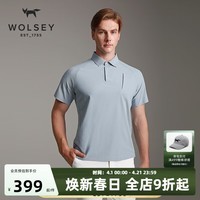 WOLSEY-AEBL呼吸速干Polo衫夏季户外休闲运动吸湿透气翻领短袖T恤男士 蓝雾色 XL 180