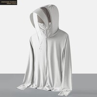 真维斯户外运动UPF50+冰丝防晒衣透气连帽夏季情侣防紫外线皮肤衣凉感外套款 浅灰色 【男款】 M