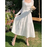 晚白【新品】2026年春款时尚半身裙松紧高腰显瘦垂顺大摆蛋糕裙 白色 S