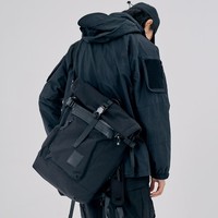 MYEDITION双肩包潮牌旅行大容量户外尼龙学生书包多功能女双肩背包 黑色