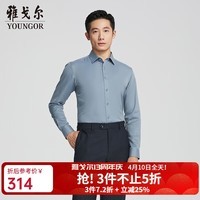 雅戈尔(YOUNGOR)长袖衬衫男DP免烫衬衫成衣免烫平整舒适商场同款 灰蓝素色YLDP115516HBY 40