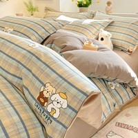 AIDLI 纯棉床上四件套40支纯棉 被套床单被罩床上用品双人全棉套件 自拍小狗 四件套 床单款 （被套200*230cm）