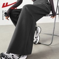 回力（Warrior）加绒微喇裤子女装保暖收腰修身显瘦长裤冬季新款潮流休闲直筒裤装 深灰#纯色 M