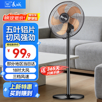 长城电风扇落地扇家用风扇立式大风力客厅宿舍五叶扇轻音节能劲风远距电扇 18寸铝叶落地扇FS45(302)L