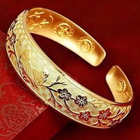 高品质喜上眉梢开口手镯女新中式复古国风典雅转运喜上眉梢手镯jz 金色喜上眉梢手镯【赠送精美礼盒】