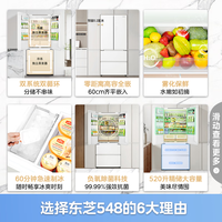东芝（TOSHIBA）白珍珠548系列520升法式多门制冰冰箱家用变频大容量急速制冰双系统双循环60cm薄零嵌入式云脂白 GR-RF548WI-PM165 云脂白