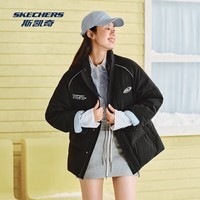 斯凯奇（Skechers）羽绒服男女同款冬季短款立领鸭绒保暖防风防泼水科技夹克风衣外套 【石墨烯科技】碳黑/0018 L