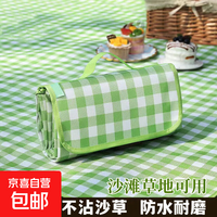 防潮垫加厚户外野炊野营沙滩帐篷地垫防水坪垫子便携郊游 绿白格野餐垫 约2米*2米