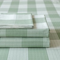 途波列A类全棉粗布床单席子加厚老粗布床单枕套纯棉软凉席子 JUM.素雅-绿格 120x240cm单床单