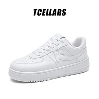 Tcellars小白鞋男鞋春夏新款低帮厚底板鞋简约百搭透气舒适休闲鞋子男款 复古白 39