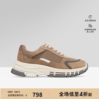 GEOX杰欧适早春男鞋舒适百搭系带圆头运动低帮时尚休闲鞋 卡其色 42