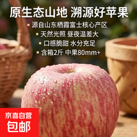 京喜加正宗山东红富士苹果脆甜可口好吃不贵整箱发货生鲜水果丑苹果超市 中果80mm+ 2斤【含箱】净重1.6斤 京东快递-更快更好
