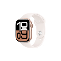 Apple/苹果 Watch Series 10 智能手表GPS款46毫米玫瑰金色铝金属表壳淡桃粉色运动型表带S/M MX293CH/B