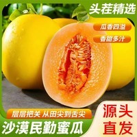 久雅优鲜甘肃民勤蜜瓜  漠甜甜瓜 黄金蜜瓜 现摘时令新鲜水果整箱批发 【净重6-7斤】果农精选（1-2个）