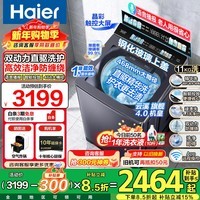 海尔（Haier）【云溪4.0】77E波轮洗衣机11公斤双动力直驱防缠绕全自动洗衣机一级能效除菌螨换新国家补贴15% 【77E顽渍洗】11KG精华洗+语音播报+智能投放