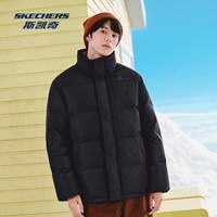 斯凯奇（Skechers）秋冬运动男女同款特氟龙三防鸭绒高品质保暖短款羽绒服 碳黑/0018 S