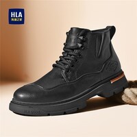 海澜之家（HLA）男鞋马丁靴男厚底男士靴子高帮鞋工装靴男 黑色 41