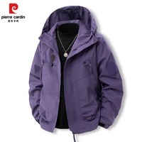 皮尔卡丹户外冲锋衣男2025春季防风防水保暖登山服外套衣服款 紫色 S