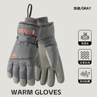 GOLOVEJOY新款冬季保暖抗寒抗风手套双层加绒加厚户外骑行运动手机触碰手套 【防水款】灰色 均码