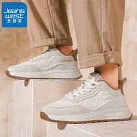 真维斯（Jeanswest）男鞋春秋季运动风老爹鞋男士休闲鞋厚底板鞋旅游健步鞋子男 米色 42