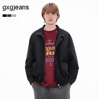 gxgjeans男装  多色立领廓形工装休闲宽松夹克外套男士26春新品 黑色 L (175)