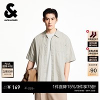 杰克·琼斯（JACK&JONES）男装潮流时尚棉百搭舒适休闲肌理感面料宽松短袖衬衫225204007 C45岩石色-1 L