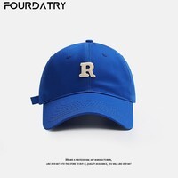 FOURDATRY帽子女夏季简约休闲鸭舌帽R标百搭字母棒球帽男士防晒帽 高品质款-宝蓝色贴布R字母 均码