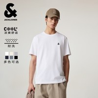 杰克·琼斯（JACK&JONES）26年男装新款【凉感】短袖T恤男士简约纯色透气打底高端耐洗半袖 A06本白色 常规 L （180）