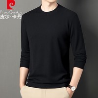 皮尔卡丹（pierre cardin）长恤T恤男士春秋季圆领商务中青年休闲打底上衣百搭 黑色 XL