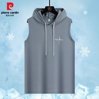 皮尔卡丹冰丝夏季速干背心青年运动篮球印花上衣男 灰色 2XL