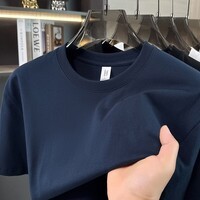 尺度保罗230g纯棉短袖T恤男士夏季薄款圆领纯色百搭半袖宽松大码上衣小白t JR26232藏青 L 推荐120-135斤