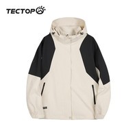 探拓（TECTOP）真防水冲锋衣 三合一两件套防风加绒内胆可拆卸户外登山服外套 卡其色【男款【加绒内胆防风保暖2件套 L