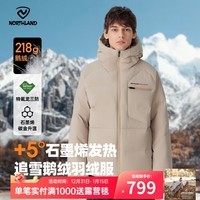 诺诗兰秋冬户外男女羽绒服防寒保暖可升温三防高蓬鹅绒羽绒外套面包服 悬崖卡其色 L (170) 100-120斤 卡码拍小