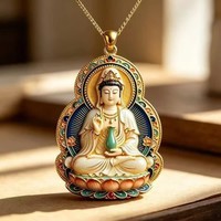 古法金珐琅彩观音吊坠